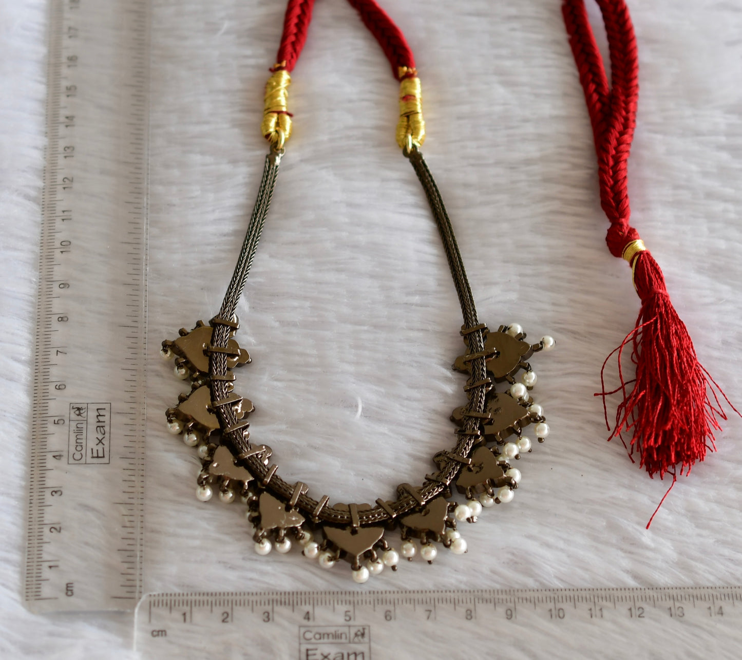 Black finish precious kemp-green pearl necklace dj-51766