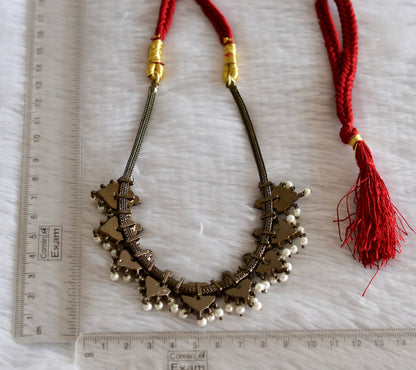 Black finish precious kemp-green pearl necklace dj-51766
