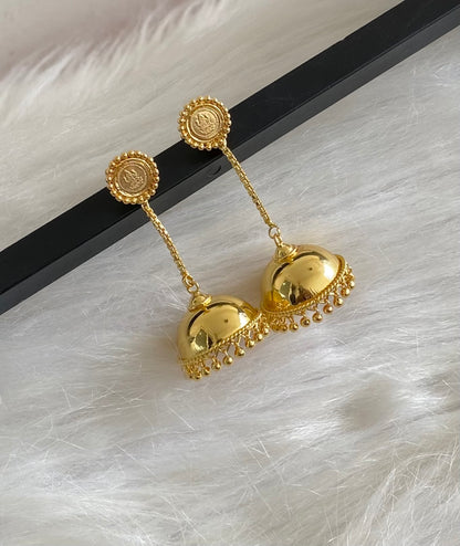 Gold tone kerala style lakshmi coin long jhumkka dj-54665