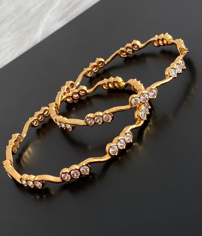 Gold tone white stone bangles(2.4) Dj-53892