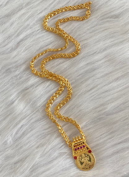 Gold tone 24 inches chain with lakshmi coin pendant dj-54271