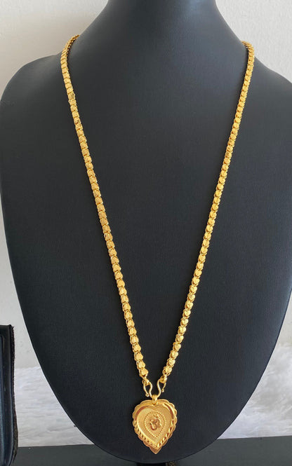 Gold tone 24 inches heart chain with om pendant dj-54385