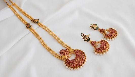 Antique Kemp Pearl Peacock Bali Necklace Set-dj17536