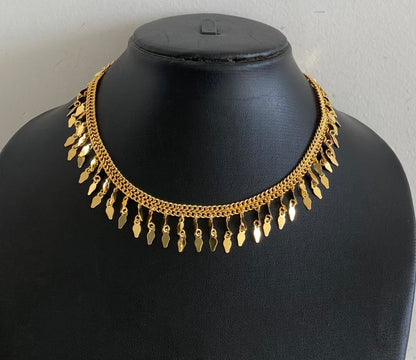 Gold tone kerala style elakka choker necklace dj-54611