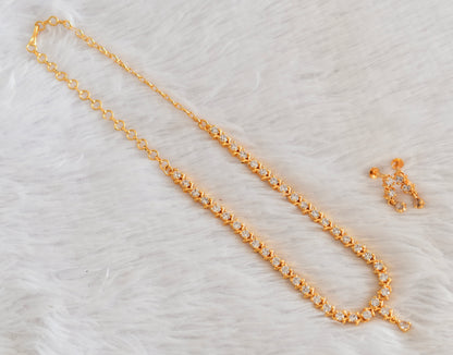Gold tone AD white necklace set dj-53302