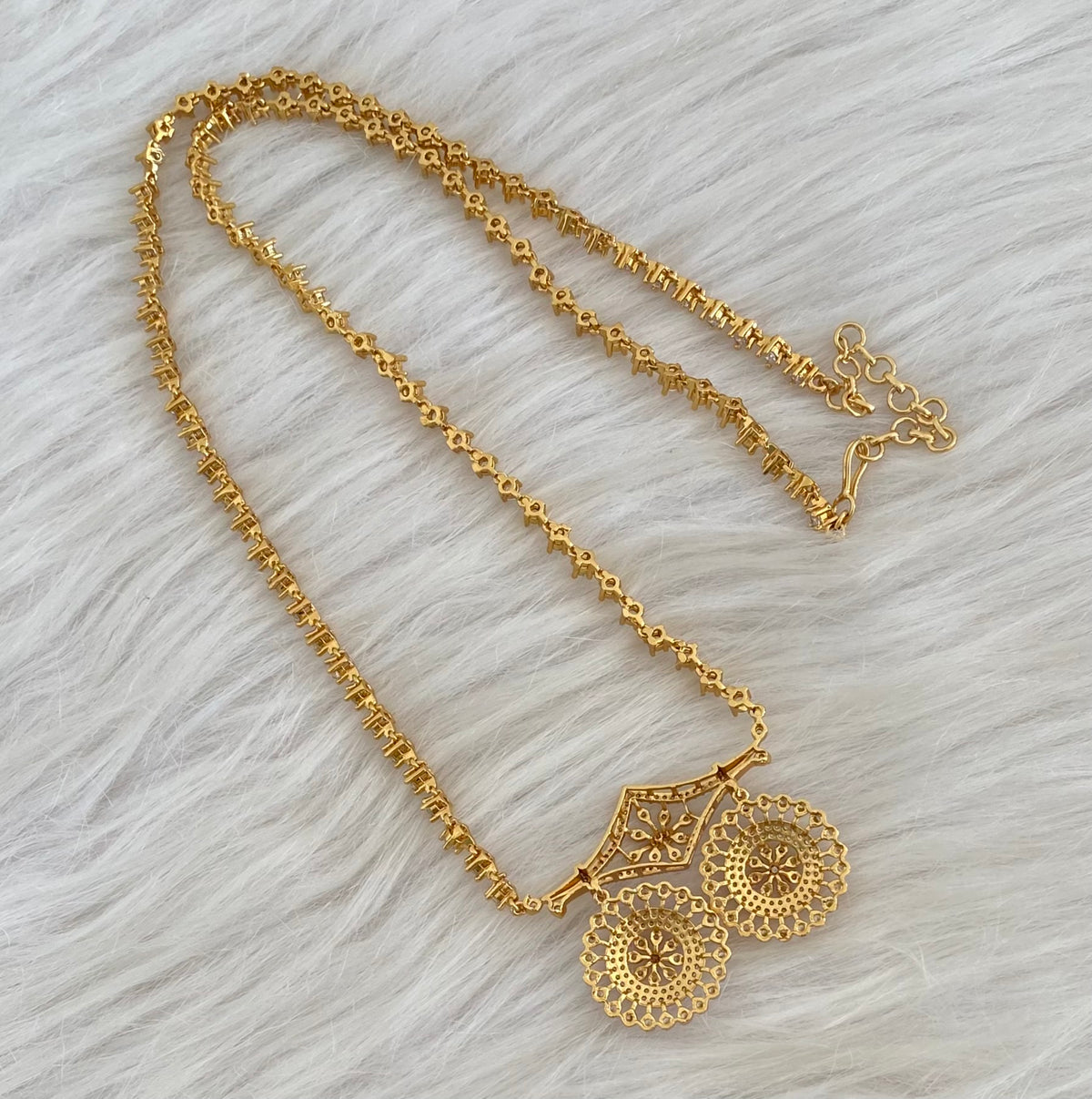 Antique gold tone white stone mangalyam/haar dj-54822