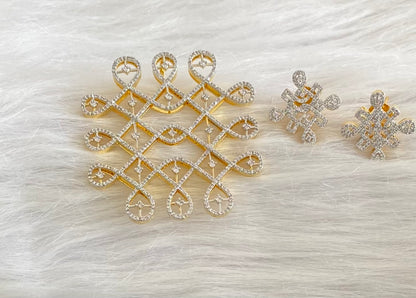 Two tone cz white rangoli pendant set dj-54127