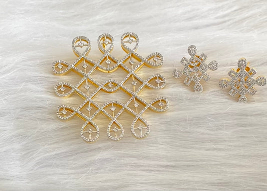 Two tone cz white rangoli pendant set dj-54127