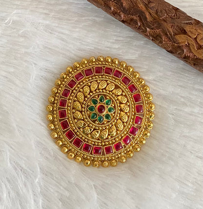 Antique gold tone kemp-green round hair jewel (rakodi) dj-53633