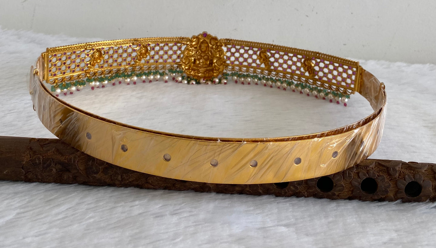 Matte finish meenakari lakshmi peacock waist belt dj-53518