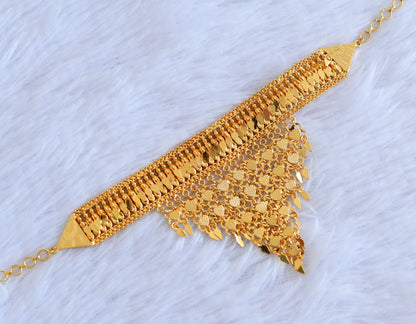 Gold tone kerala style elakka thali heart choker necklace dj-53106