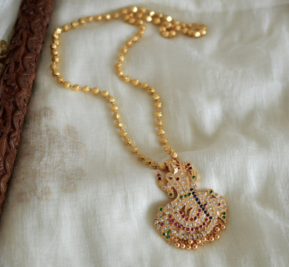 Gold tone 24 inches chain with AD Kamakshi pendant set dj-52634