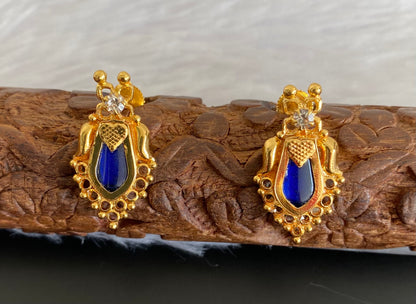 Gold tone blue-white stone nagapadam kerala style stud/earrings dj-53118