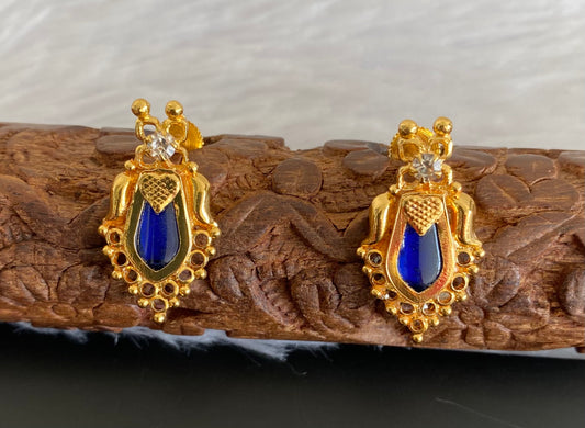 Gold tone blue-white stone nagapadam kerala style stud/earrings dj-53118