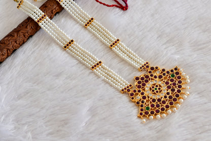 Gold tone precious kemp-green-white pearl peacock haar dj-52262