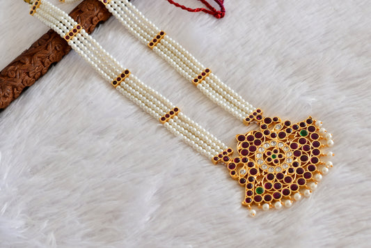 Gold tone precious kemp-green-white pearl peacock haar dj-52262