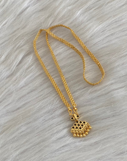 Gold tone 18 inches chain with black stone pathakkam pendant dj-54904