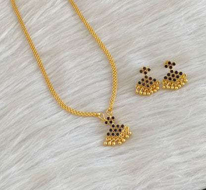 Gold tone 18 inches chain with black stone pathakkam pendant set dj-54908