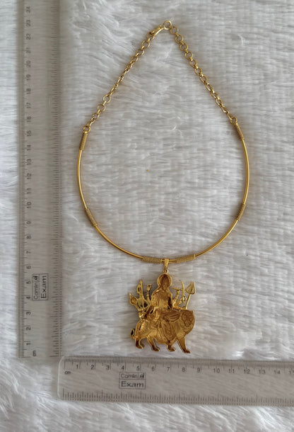 Matte finish Red meenakari Ma Durga pendant hasli necklace dj-52074