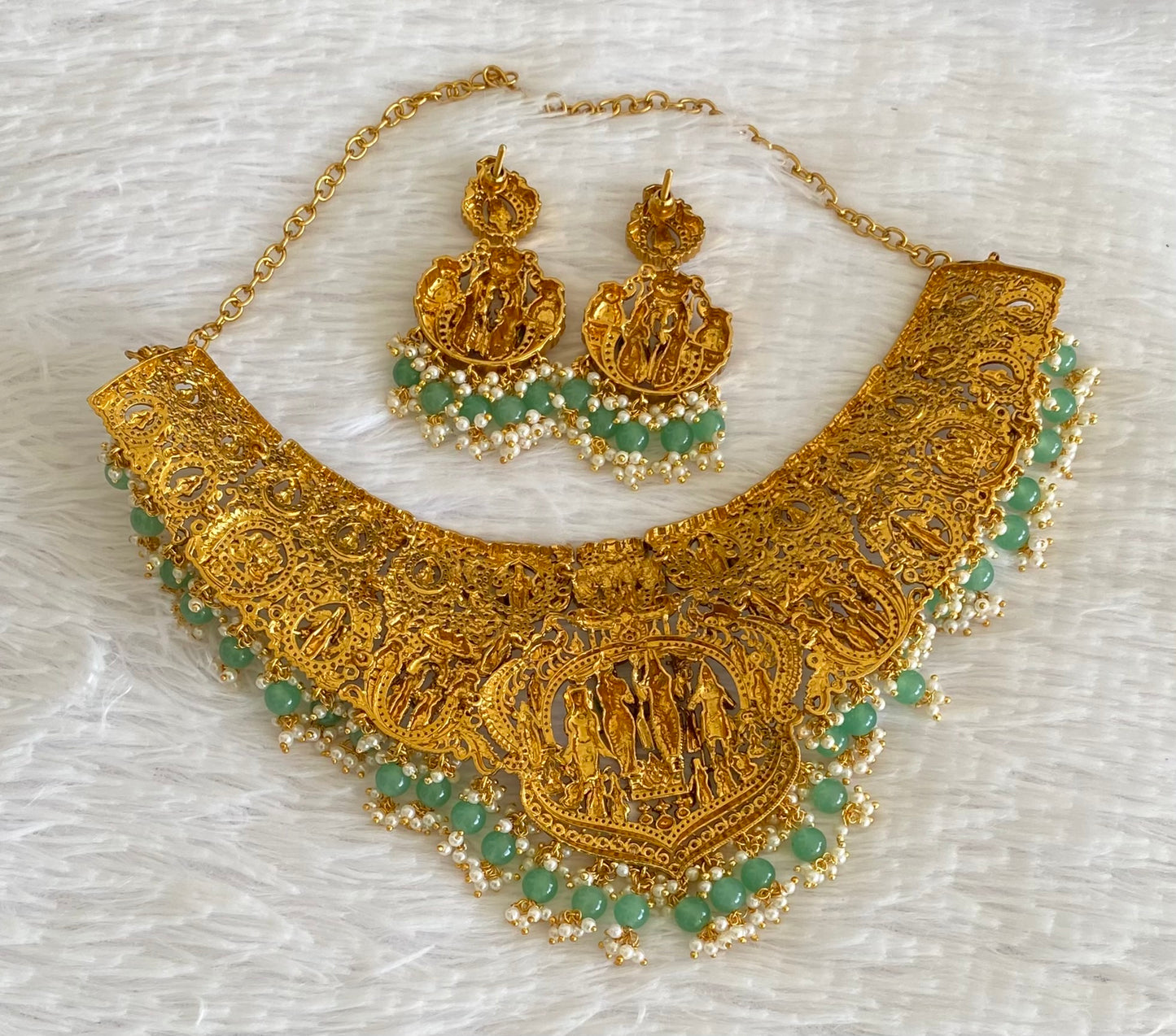 Matte finish meenakari srinivasa kalyanam choker set dj-54094