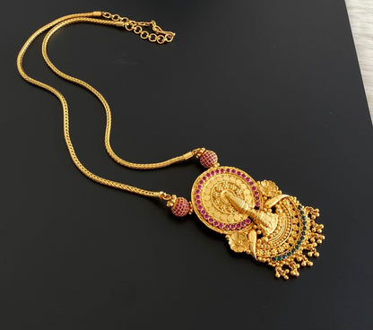 Gold tone pink-green kerala kathakali necklace dj-55080