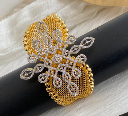 Gold tone white stone adjustable rangoli kada/bangle Dj-53971
