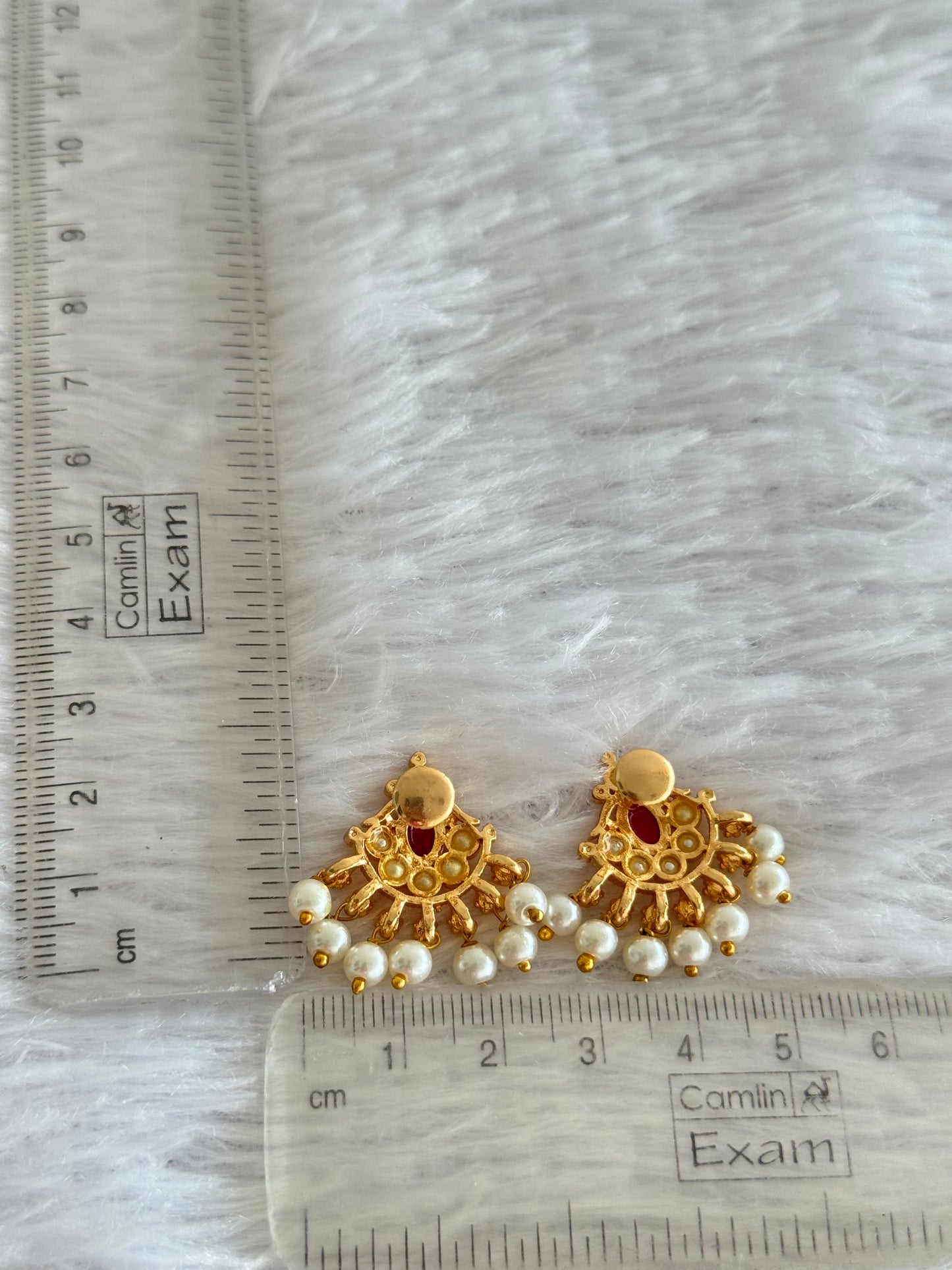Gold tone pearl-pink beaded stud/earrings dj-51616