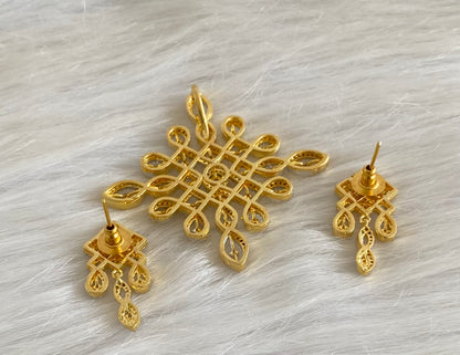 Two tone cz white rangoli pendant set dj-54307