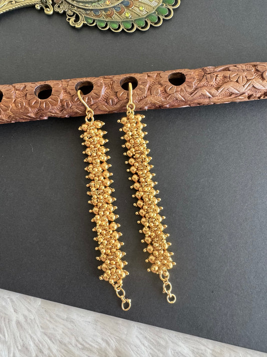 Matte finish gold bead cluster ear side chain dj-52043