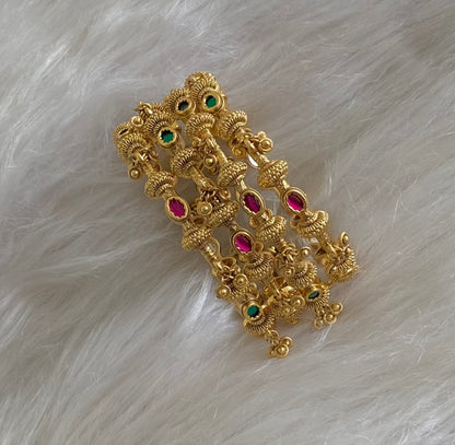 Antique gold tone kemp-green stone set of 4 bangles(2.6) dj-54839