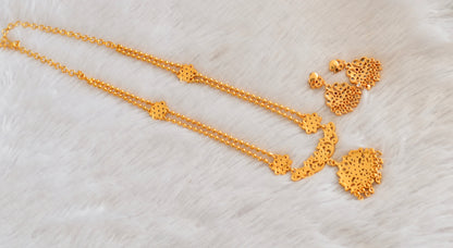 Gold tone South Indian style AD pink-white ball short haar set Dj-53317
