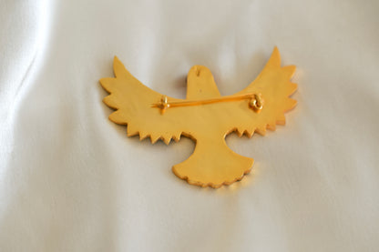 Matte finish Navarathna kundan jadau bird brooch dj-52643