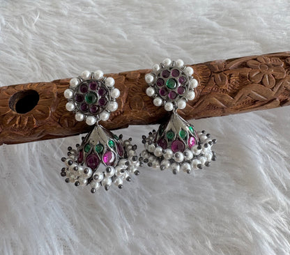 Black finish precious kemp-green pearl jhumkka dj-51447