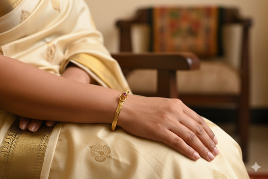 Gold tone ruby peacock openable kada/bangle(2.4) Dj-51667