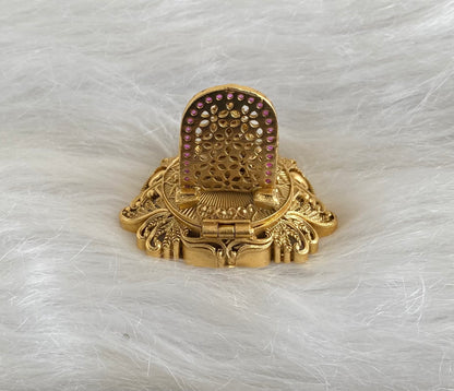 Antique gold tone kemp-green lakshmi peacock kumkum box dj-54454