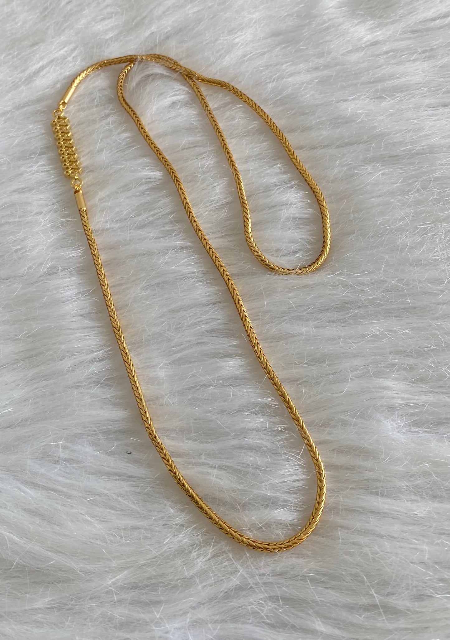 Gold tone white stone 30 inches mugappu chain dj-54421