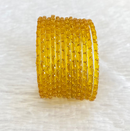 Set of 12 mustard yellow glass bangles(2.6) dj-52772