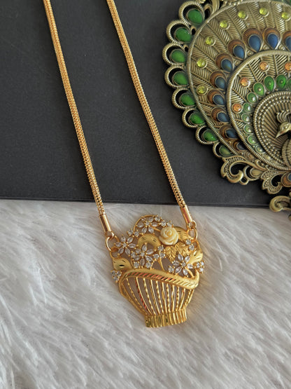 Gold tone 24 inches chain with flower pot pendant dj-52218