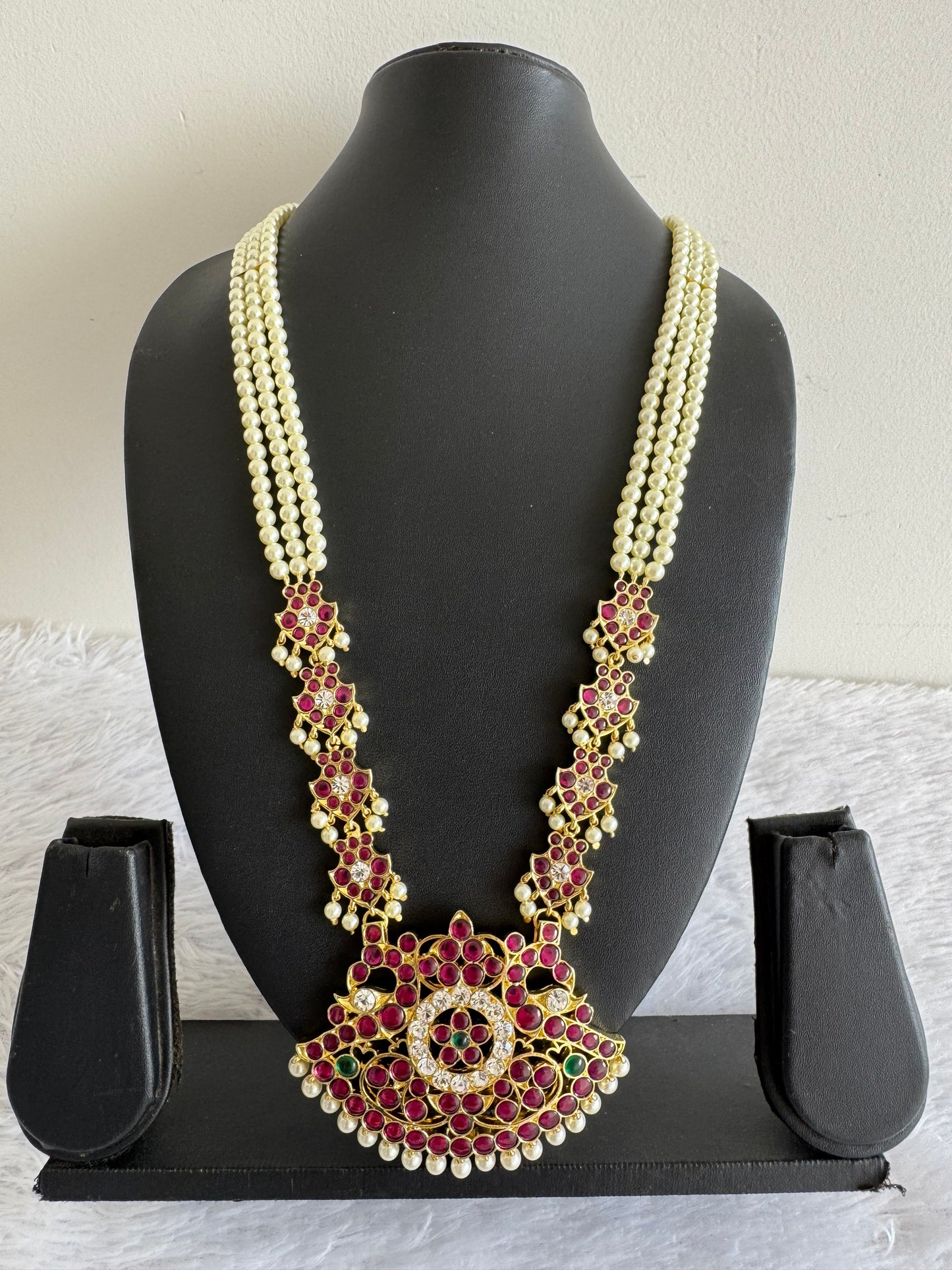 Gold tone precious kemp-green-white pearl peacock haar dj-52263