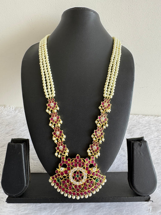 Gold tone precious kemp-green-white pearl peacock haar dj-52263