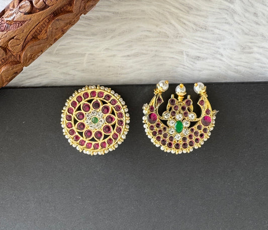 Gold tone precious kemp-green sun moon hair jewel dj-52251