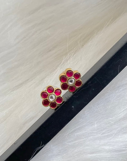 Gold tone kemp-white kundan jadau stud/earrings dj-54574
