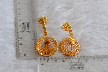 Gold Tone Kerala style white flower long jhumkka dj-51798