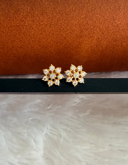 Gold tone AD white flower stud/earrings dj-53275
