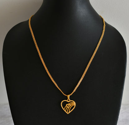 Gold tone 18 inches chain with heart pendant dj-51922