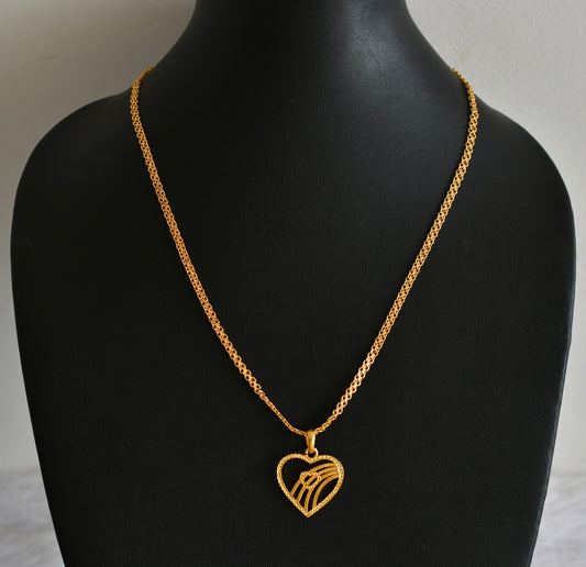 Gold tone 18 inches chain with heart pendant dj-51922