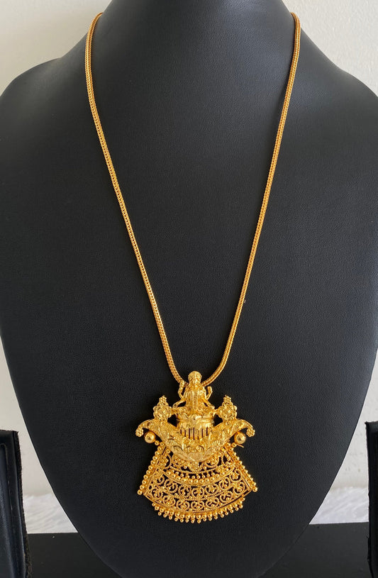 Gold tone 24 inches chain with lakshmi pendant dj-54361