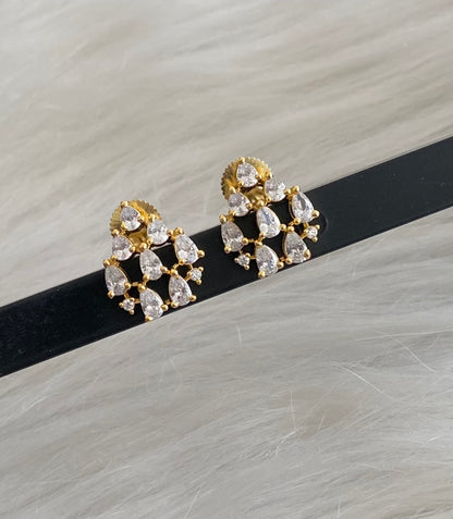 Gold tone white stone small stud/earrings dj-54627