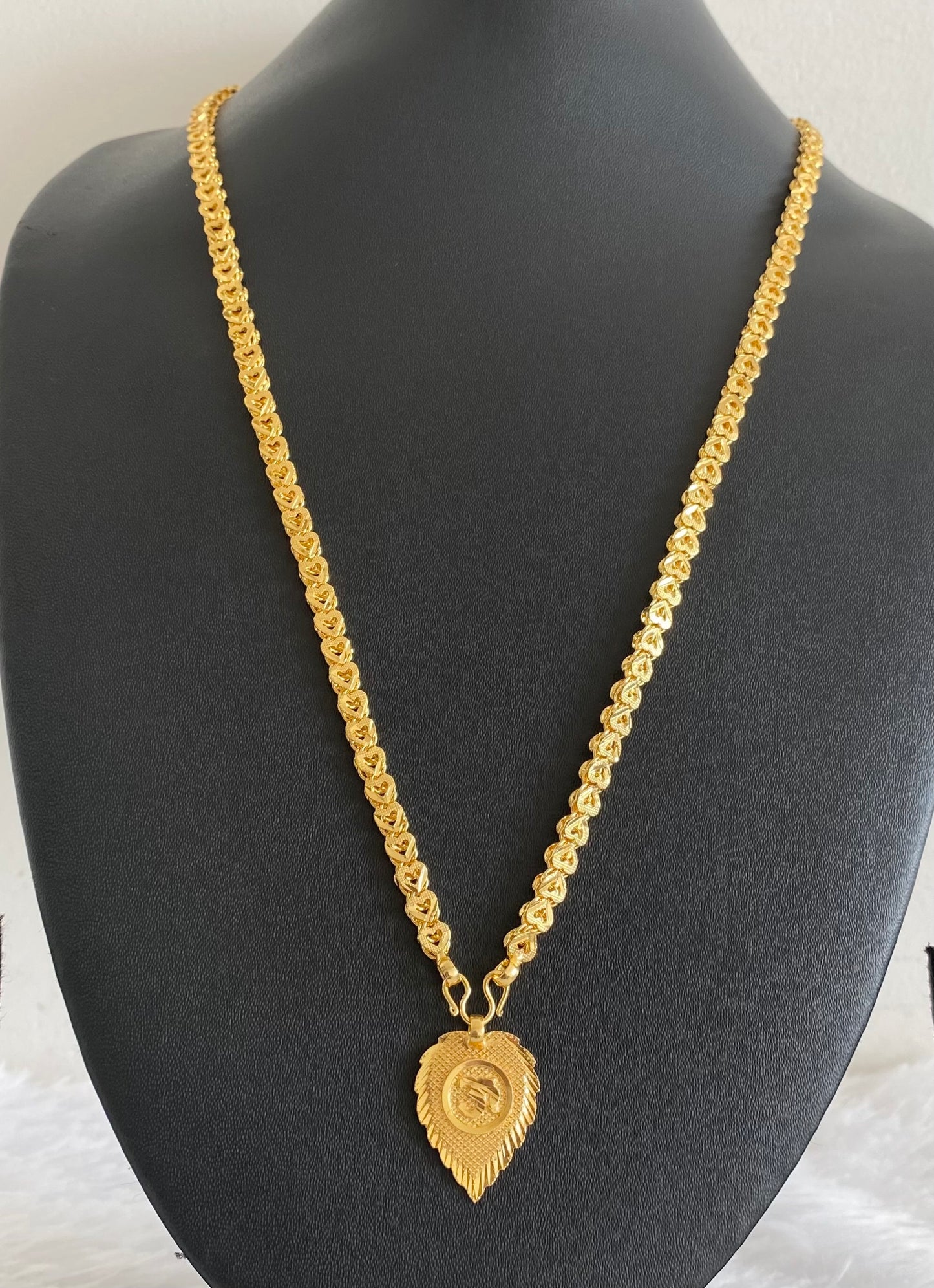 Gold tone 24 inches heart chain with om pendant dj-54380