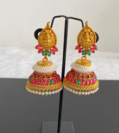 Antique gold tone Lakshmi Kemp-green pearl Huge Jhumkka DJ29551